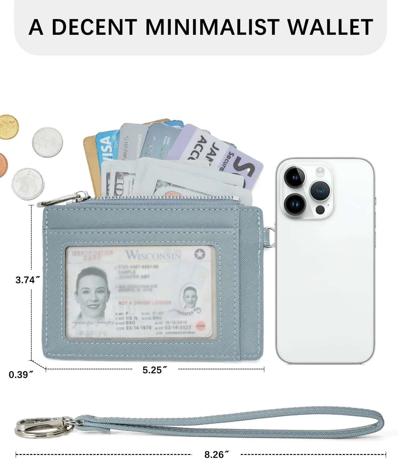 Small Wallet For Women RFID Wristlet Keychain Wallet