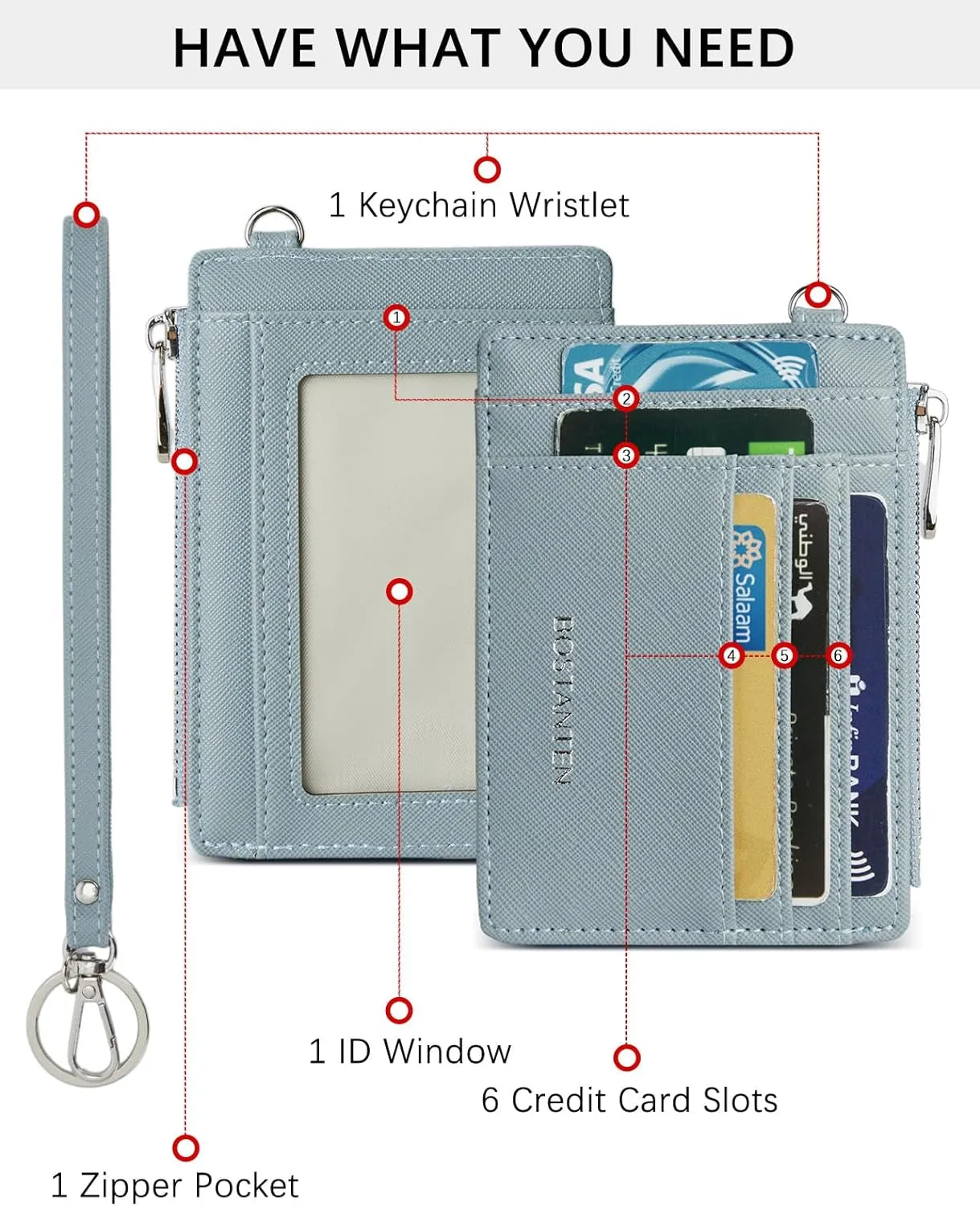 Small Wallet For Women RFID Wristlet Keychain Wallet