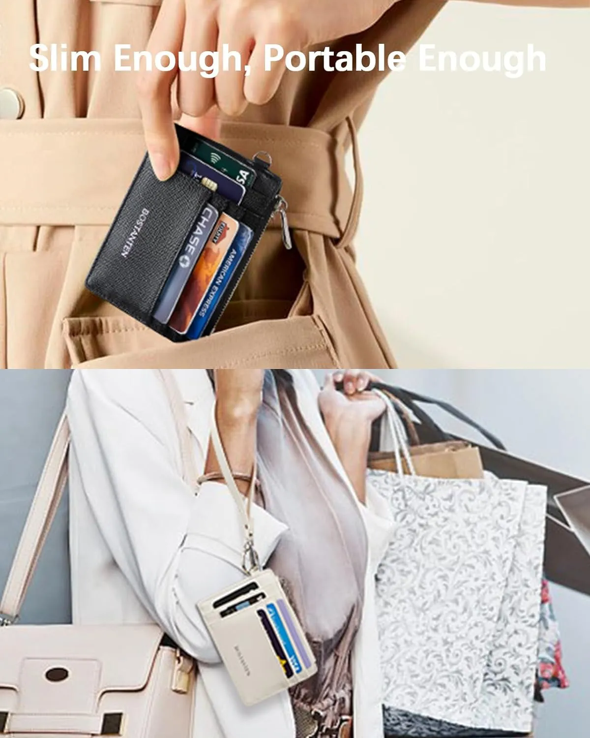 Small Wallet For Women RFID Wristlet Keychain Wallet