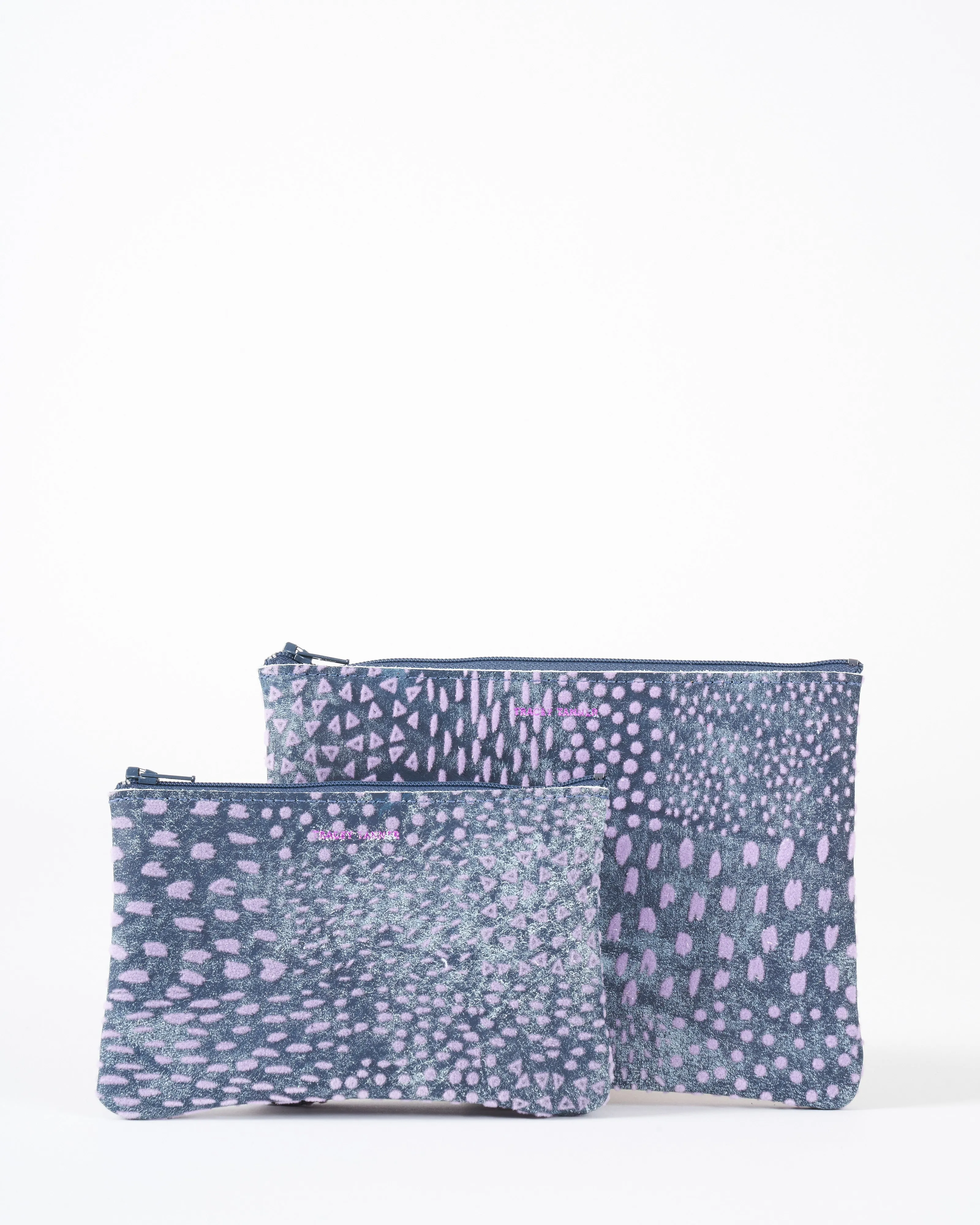 small zip pouch - flock denim