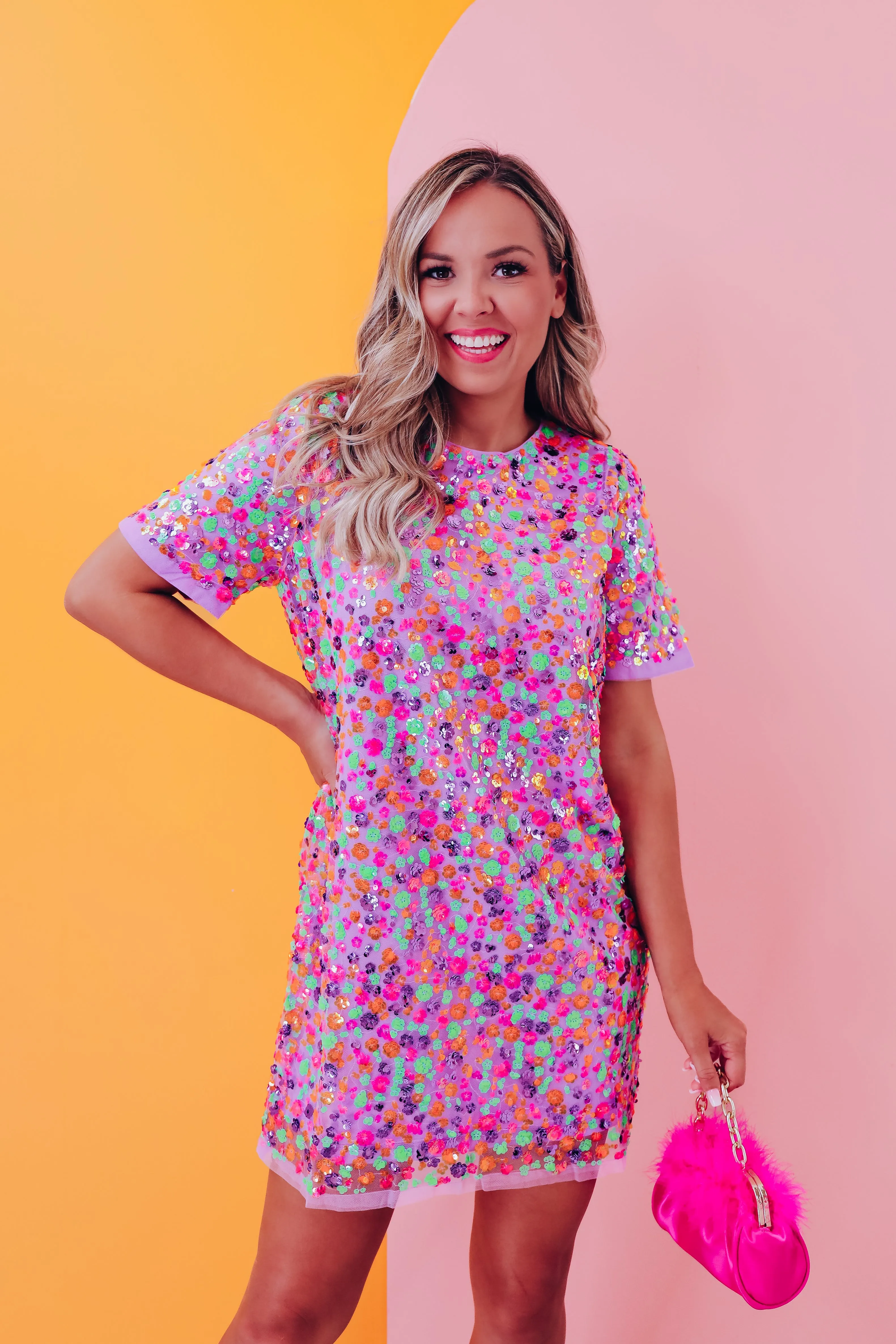 Soma Floral Sequin Mini Dress - Purple Multi