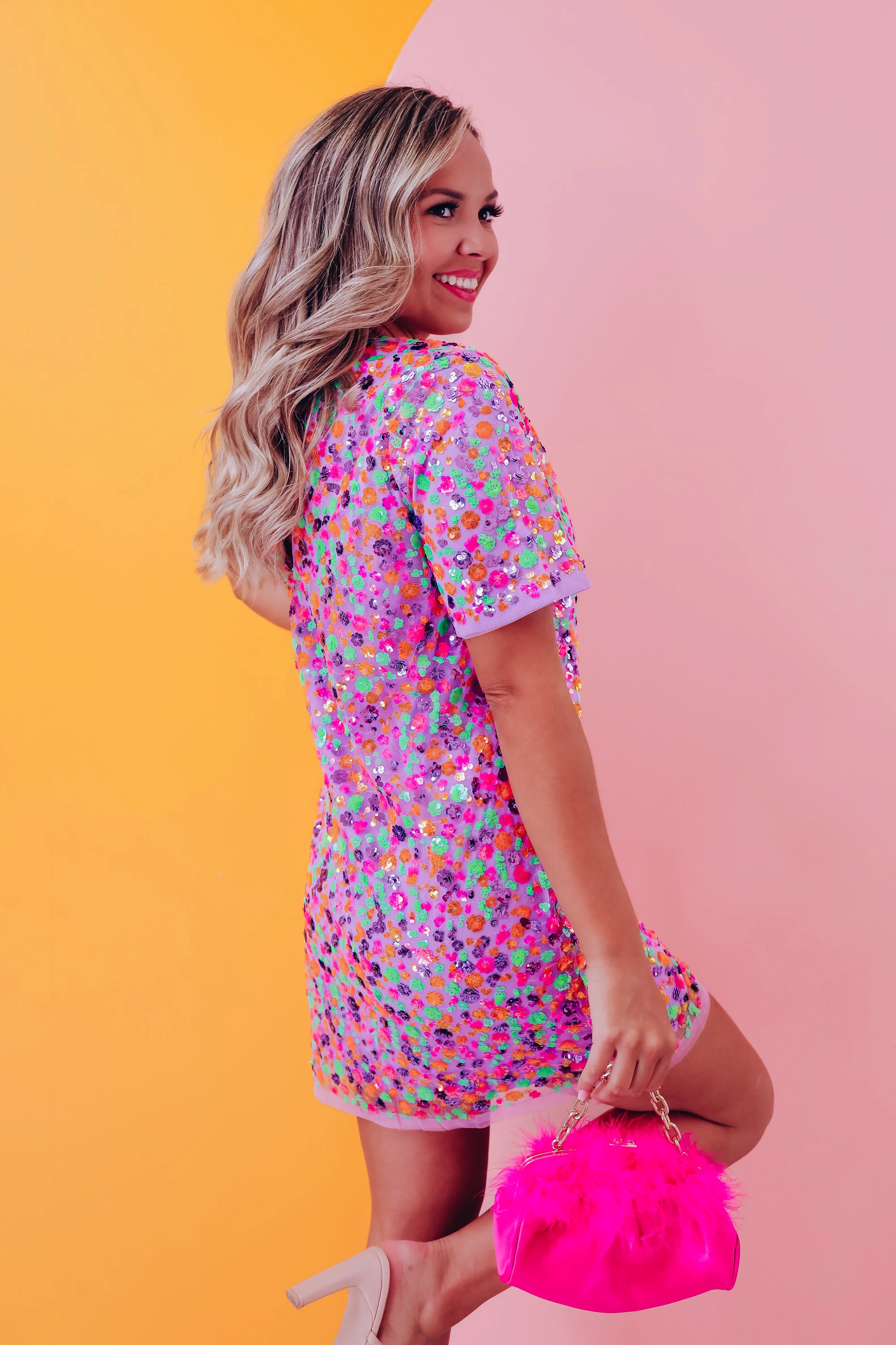 Soma Floral Sequin Mini Dress - Purple Multi