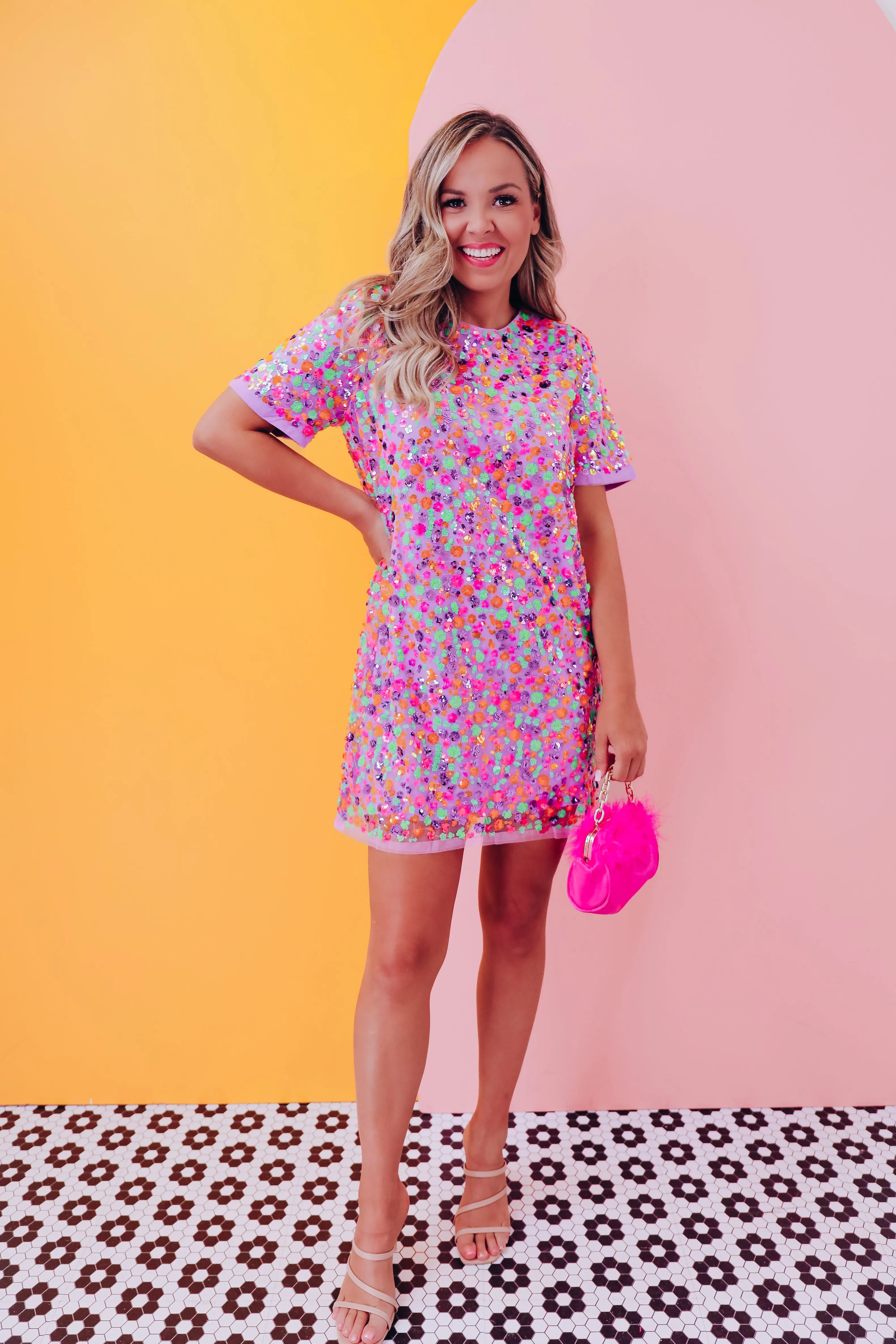 Soma Floral Sequin Mini Dress - Purple Multi