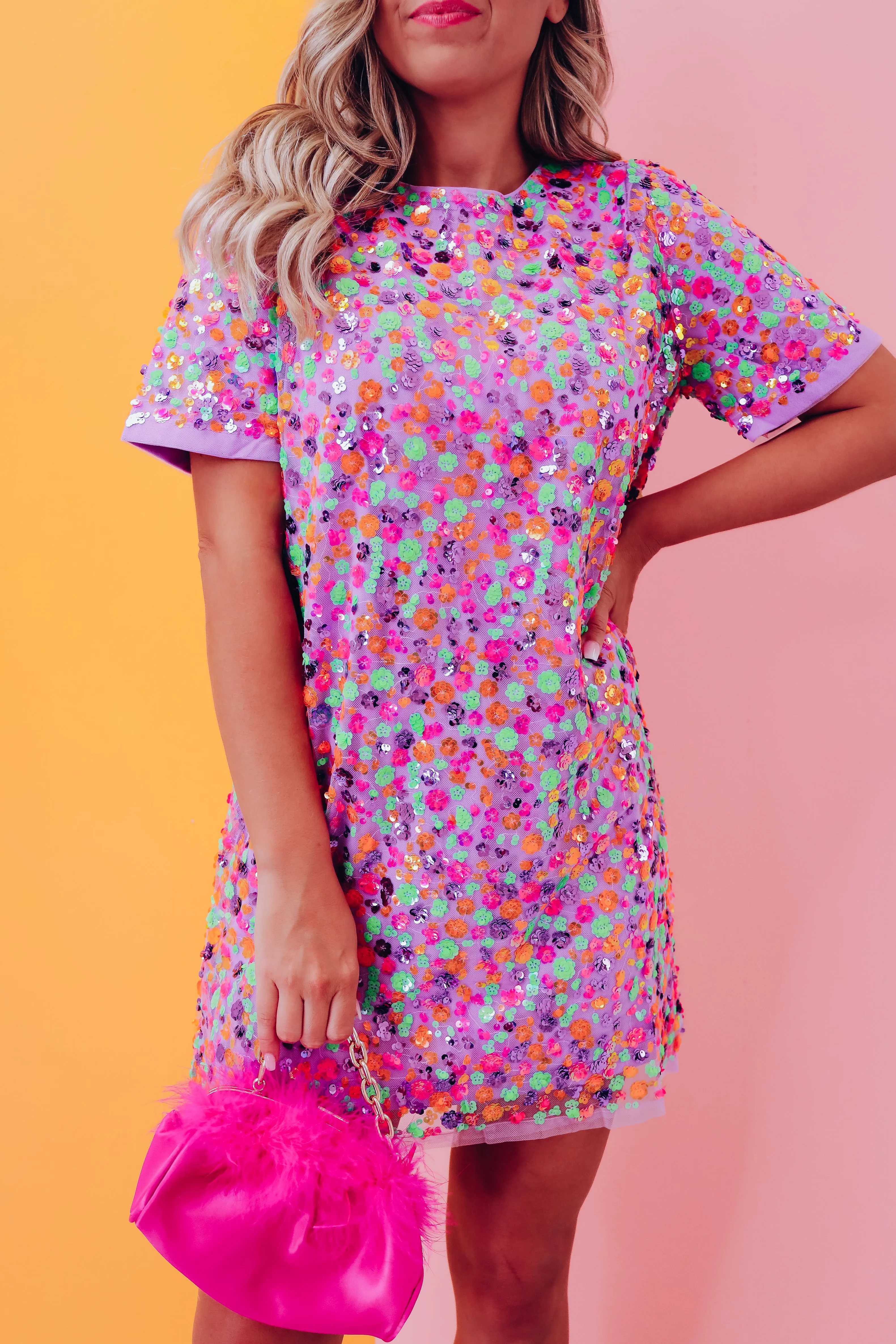 Soma Floral Sequin Mini Dress - Purple Multi