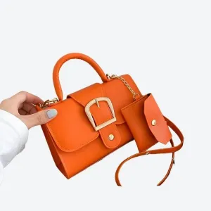 Stylish Buckle Crossbody Bag with Pouch