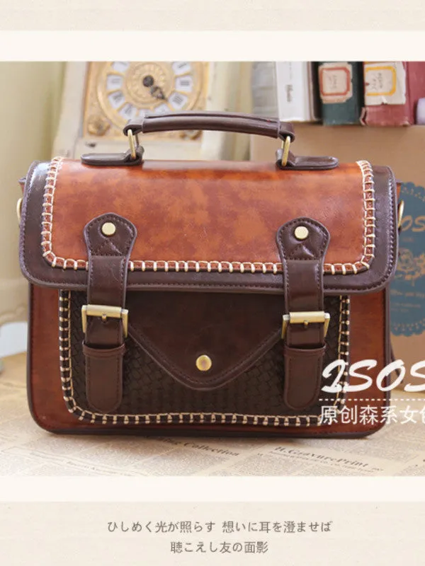 traveler contrast braided satchel