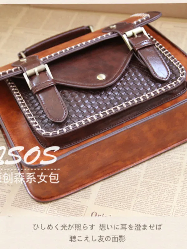 traveler contrast braided satchel
