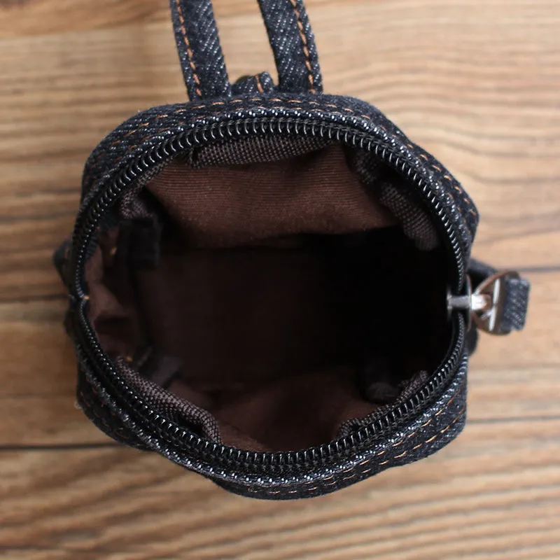 Vintage Mens Denim Mini Pouch Denim Small Card Coin Bag with Lanyard for Women