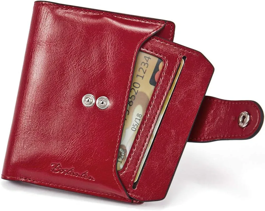 Women Leather Wallet RFID Blocking Bifold Wallet With Zipper