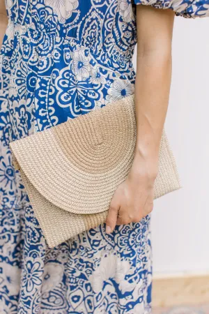 XZ Two Tone Straw Clutch Crossbody