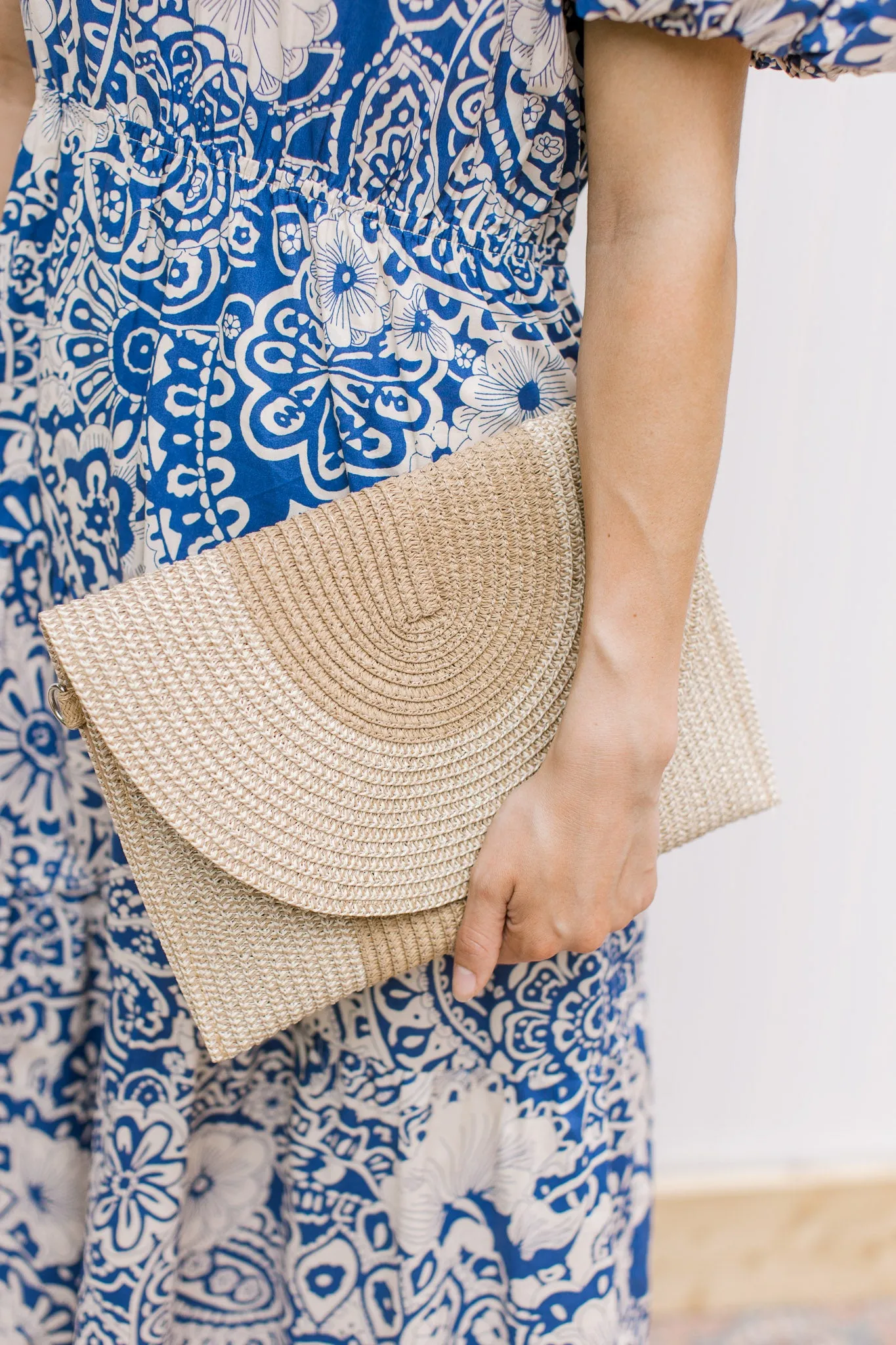XZ Two Tone Straw Clutch Crossbody