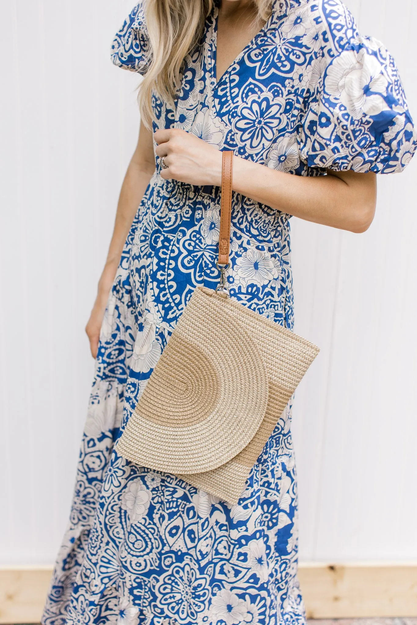 XZ Two Tone Straw Clutch Crossbody